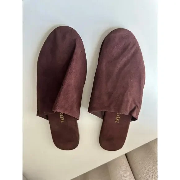 Tkees (9) Chocolate Brown Suede Slip On Mules Minimalist Quiet Luxury Vibes - Picture 2 of 6